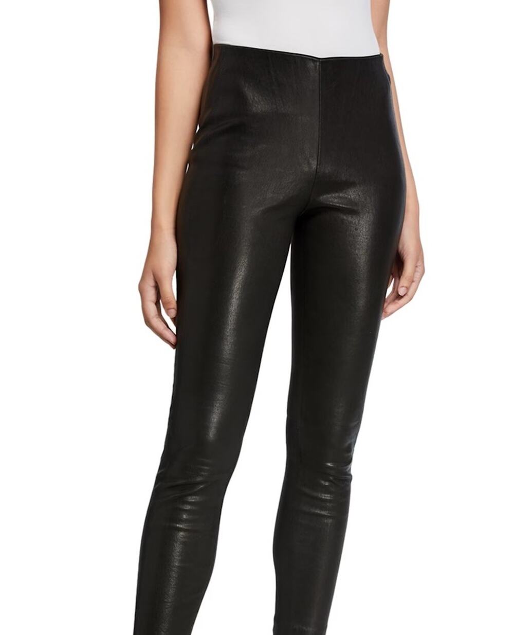 Rag & Bone Black Lamb Leather Front Skinny Pants Leggings 2 X 30”